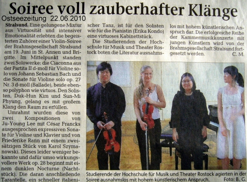 Konzertritik Ostseezeitung vom 22.06.2010